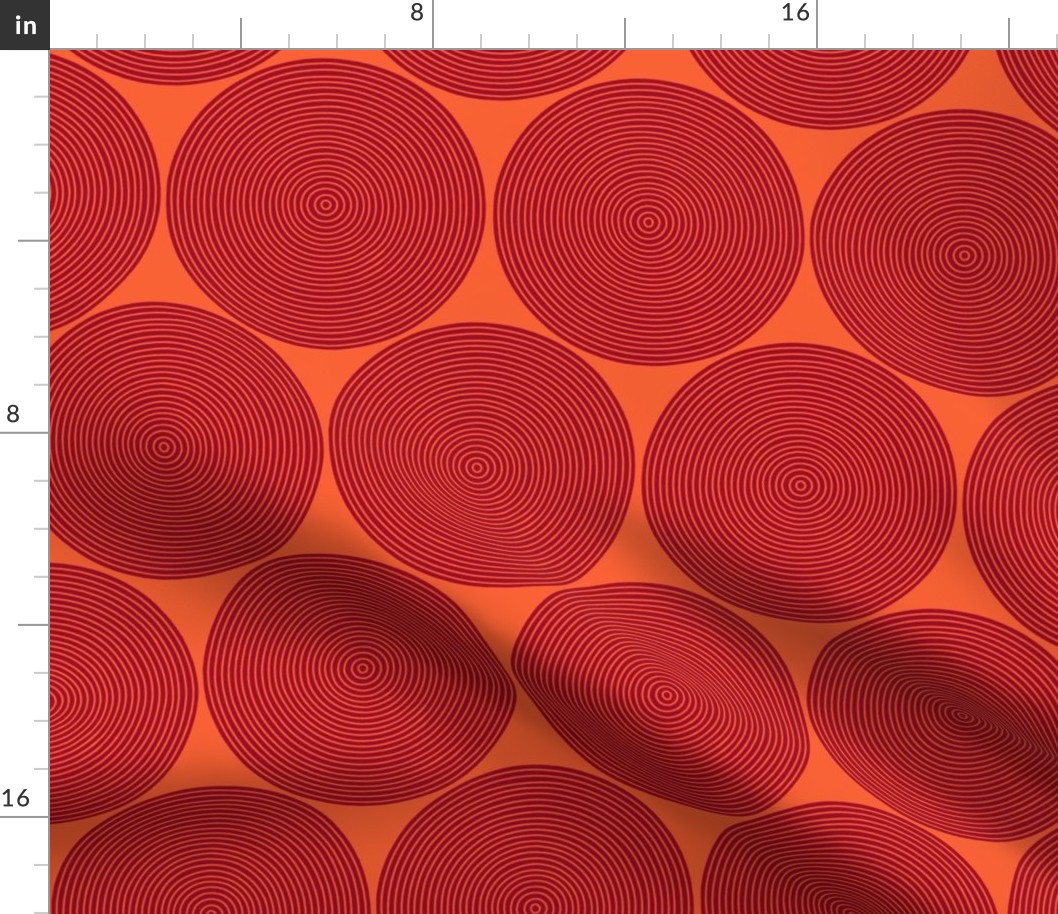 concentric circles - ruby on orange