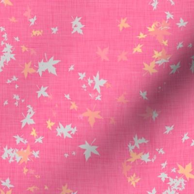 Maple Leaves on Pink Linen