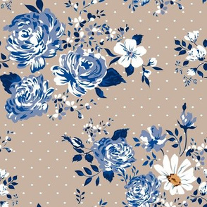 Blue vintage roses pattern