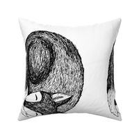sleeping fox plush // plush kids baby cut and sew black and white fox pillow