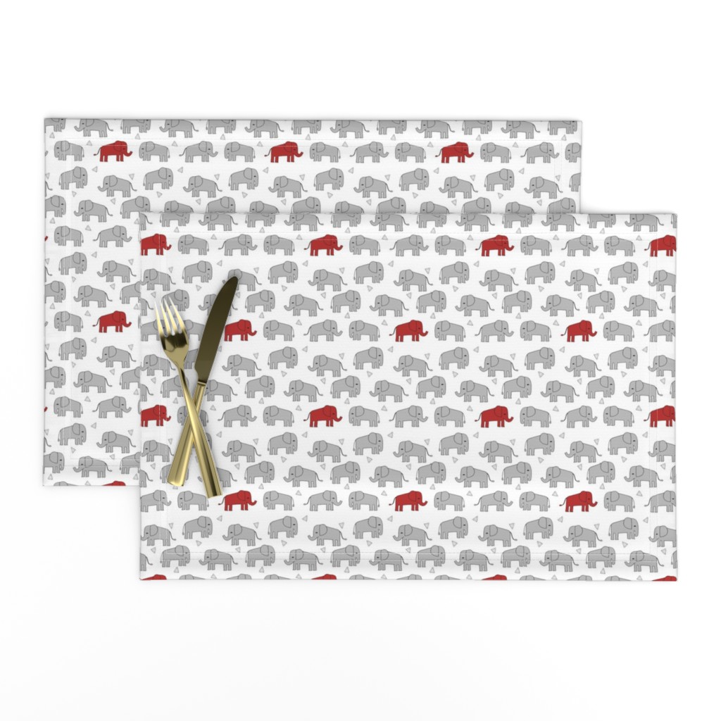 elephant // grey and red kids triangles nursery baby 