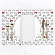 elephant // grey and red kids triangles nursery baby 