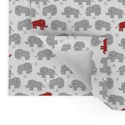 elephant // grey and red kids triangles nursery baby 