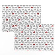 elephant // grey and red kids triangles nursery baby 