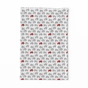 elephant // grey and red kids triangles nursery baby 