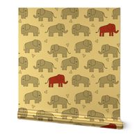 elephant // grey and red kids triangles nursery baby 