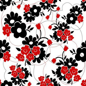 Red and black floral pattern