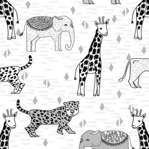 jungle // safari zoo kids white and grey minimal animals