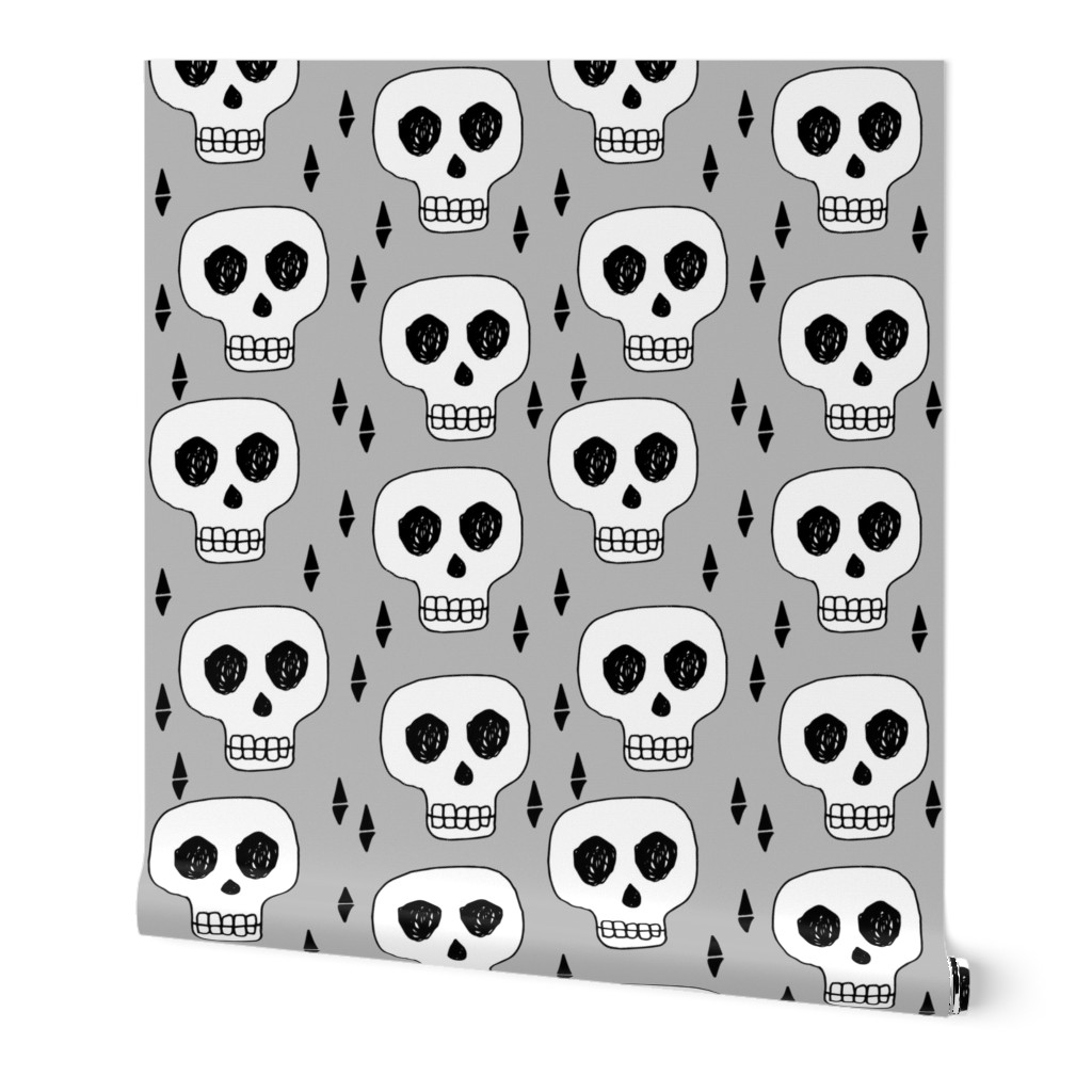 skulls // halloween skulls spooky scary kids baby grey 