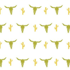 longhorn skull // avocado green and yellow vintage skull 