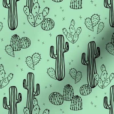 cactus fabric  // mint cactus cacti kids baby simple sweet trendy plants tropical summer