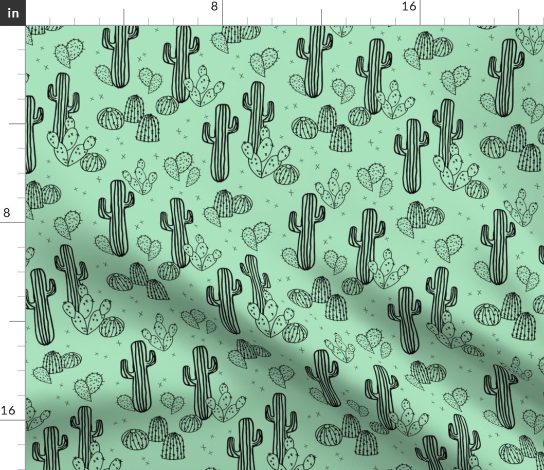 cactus fabric  // mint cactus cacti kids baby simple sweet trendy plants tropical summer