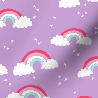 rainbow // rainbows purple pastel lilac sky stars cute girls sweet pastels