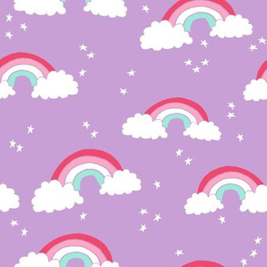 rainbow // rainbows purple pastel lilac sky stars cute girls sweet pastels
