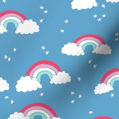 rainbow // rainbows blue sky stars clouds kids cute 90s 