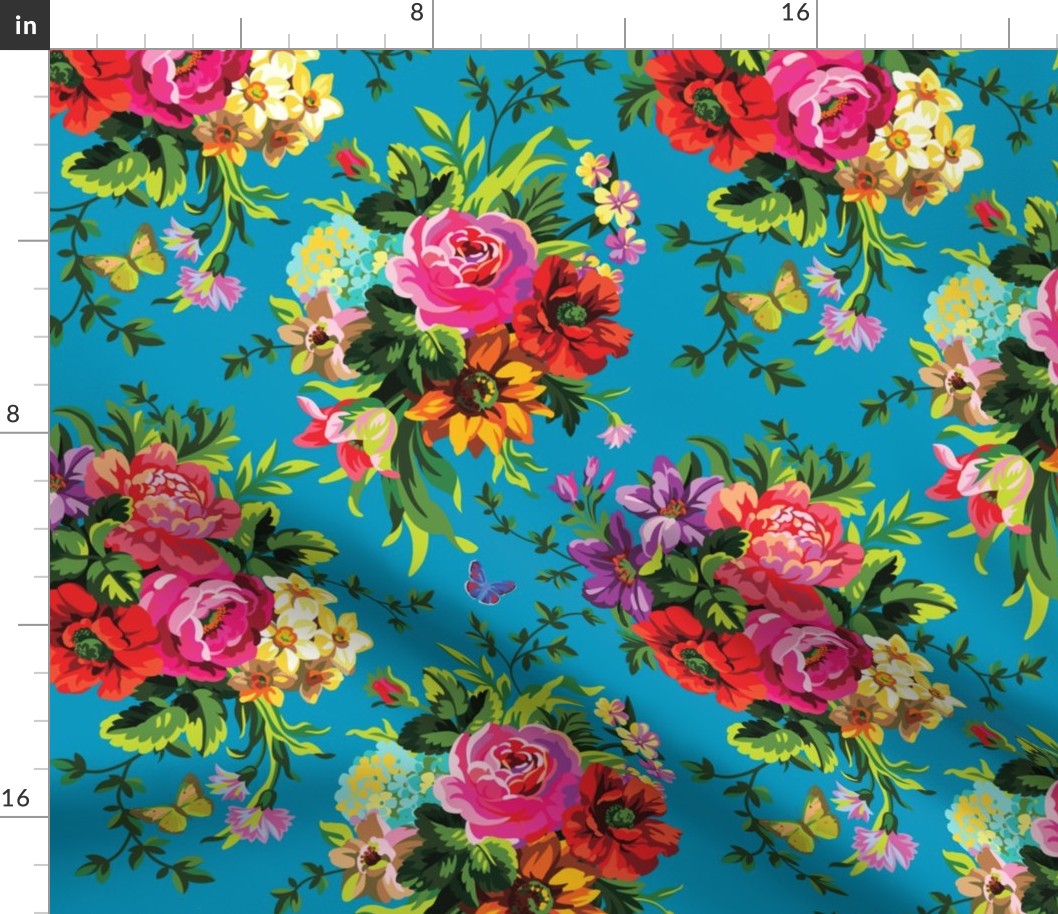 12" Floral Pop Large - Aqua