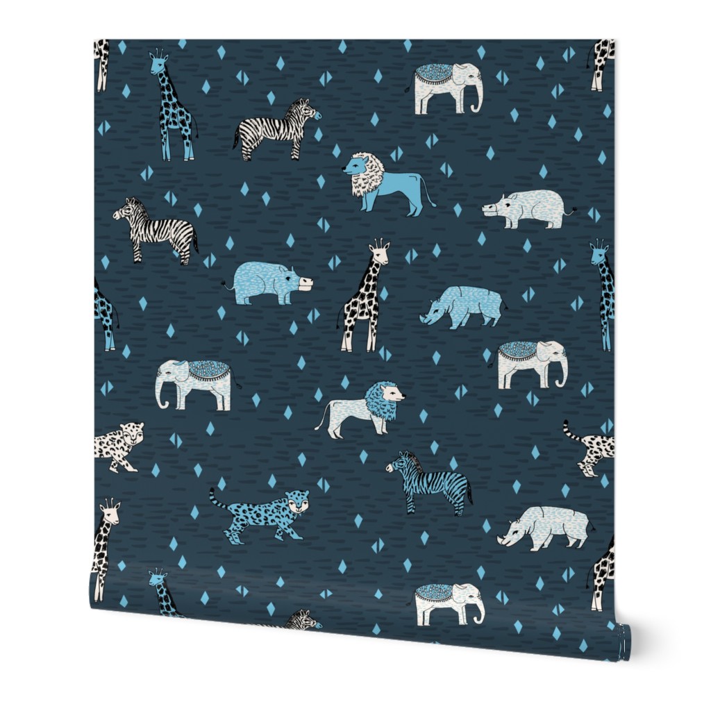 jungle // safari smaller animals dark blue kids animals