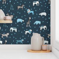 jungle // safari smaller animals dark blue kids animals