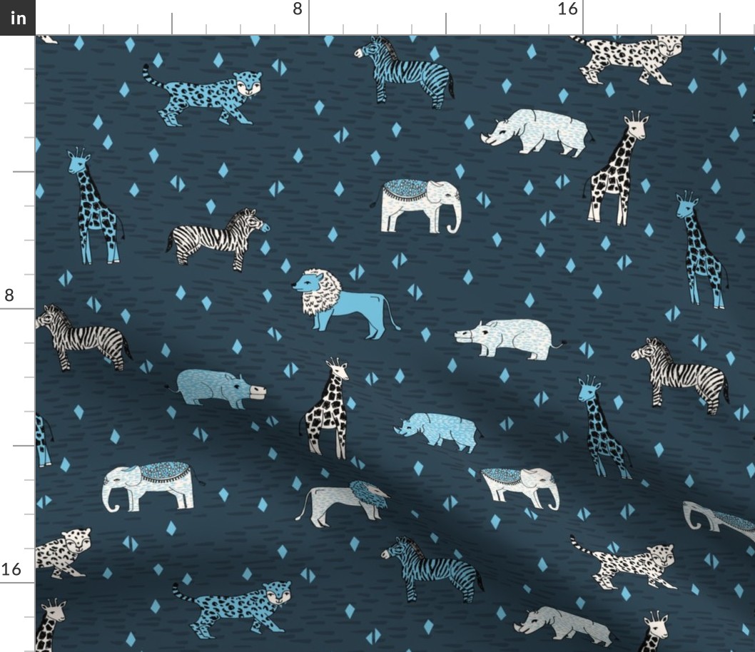 jungle // safari smaller animals dark blue kids animals