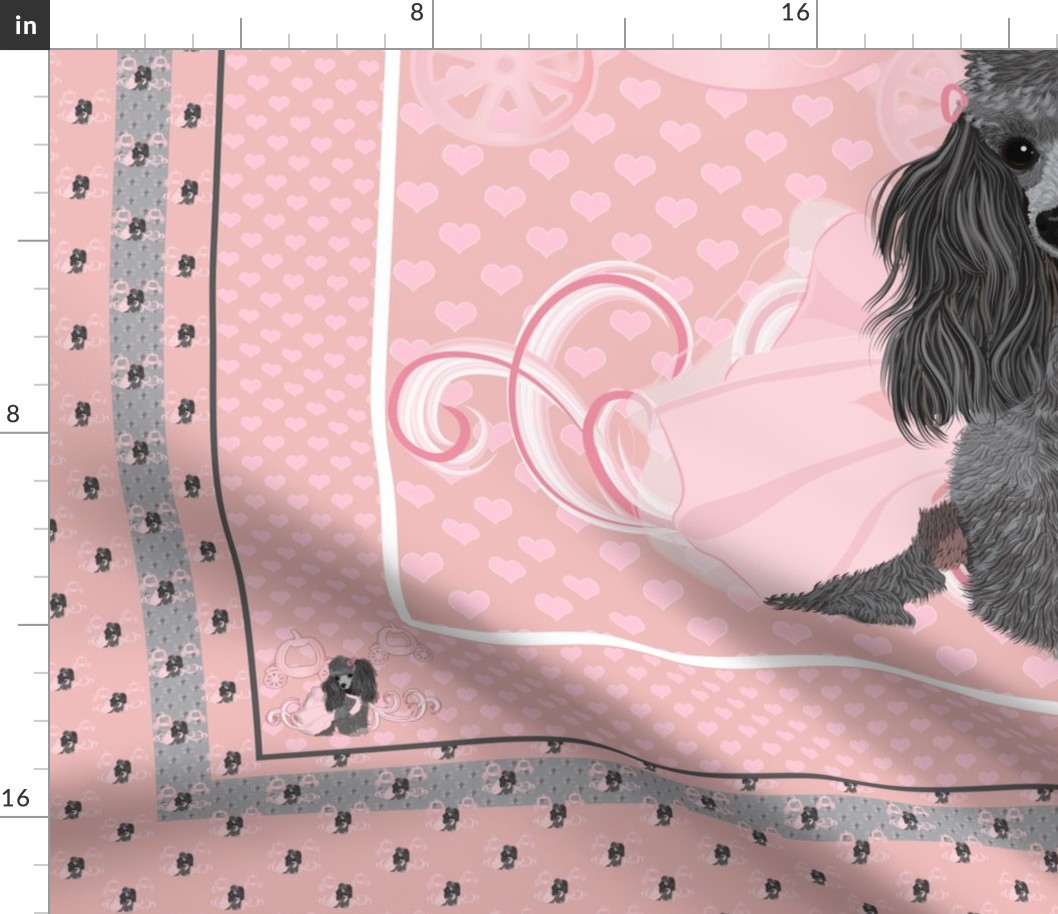 Poodle- Little Grey princess- Cinderella Quilt Panel