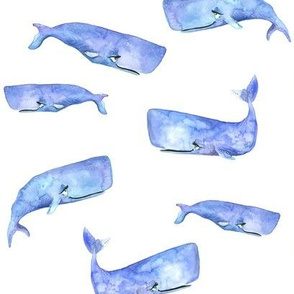 Purple Watercolor Whales