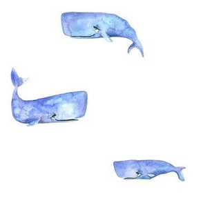 Purple Watercolor Whales - Spread Apart