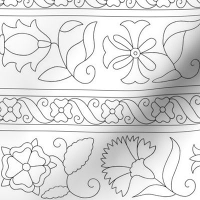 Elizabethan Blackwork Floral Bands