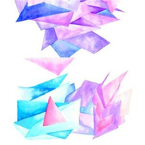 Quartz Crystal Watercolor Clusters in White
