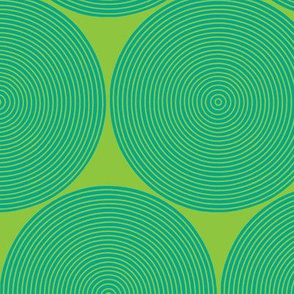 concentric circles - aqua on lime