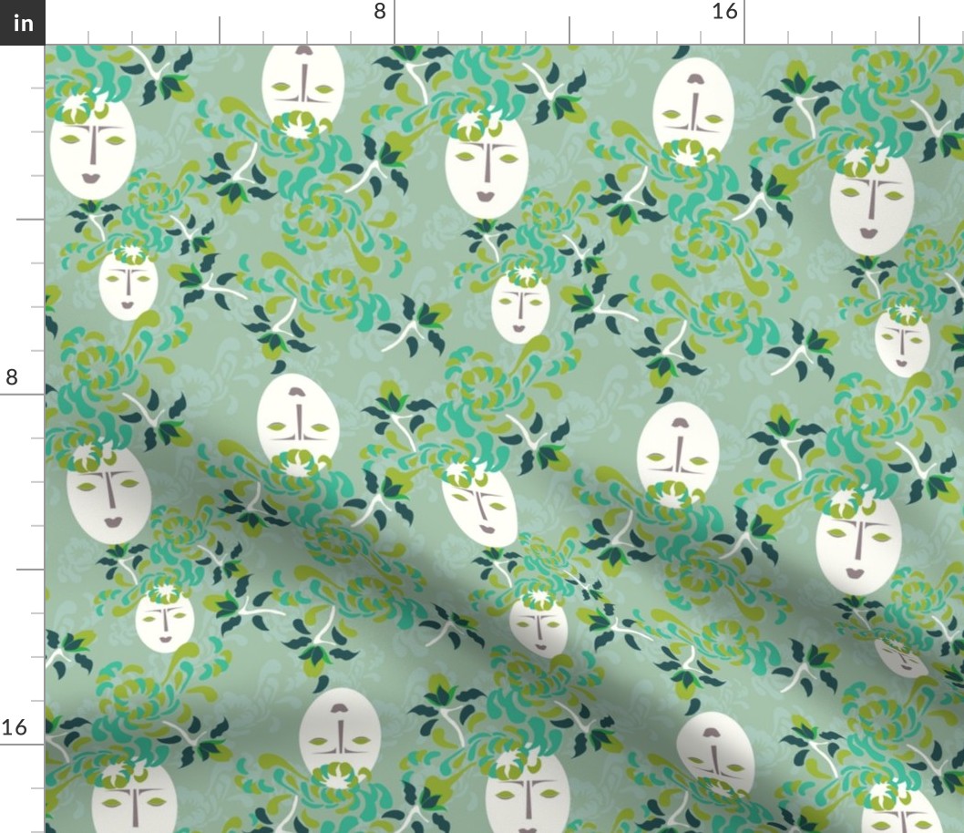 16-16AQ Kabuki Garden Green_Miss Chiff Designs