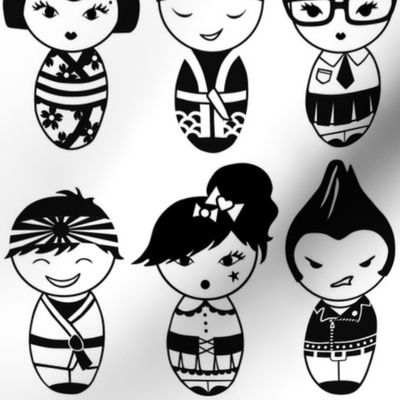 Japanese Dolls bw