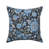 Floral Brocade Garden in Blue