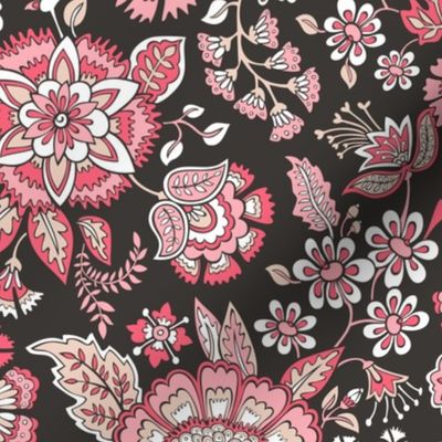 Floral Brocade Garden  in Peach