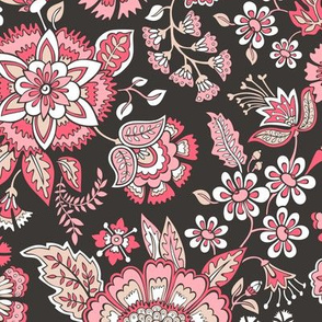 Floral Brocade Garden  in Peach