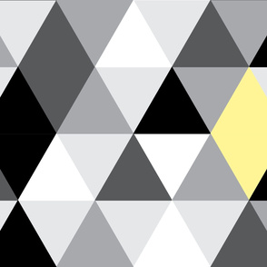 Geometric Triangles Lemon Grey Black Large Scale