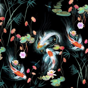 Japanese Water Garden Fabric, Wallpaper and Home Decor