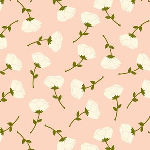 Scattered little roses cream