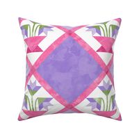 Cheater Quilt Basket of Lilies Pattern Lilac Pink Green