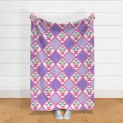 Cheater Quilt Basket of Lilies Pattern Lilac Pink Green