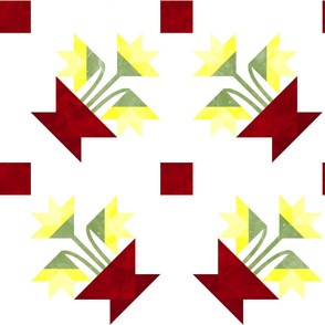 Cheater Quilt Basket of Lilies Pattern Red Yellow Green