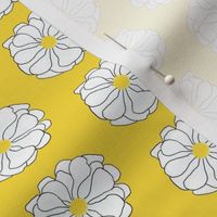 WHMS - Hand Drawn Minimalist Daisies on Yellow Ground - 2 inch daisies