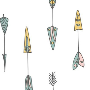 Cute pastel arrows in a white background