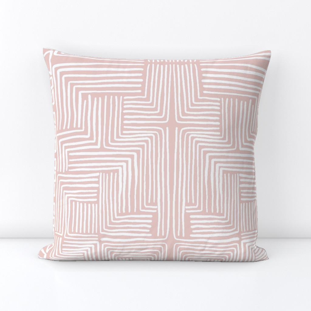 White on Blush Pink African Mudcloth inspired shapes