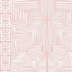 White on Blush Pink African Mudcloth inspired shapes