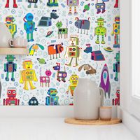 Robots in Space - on grey - medium - small