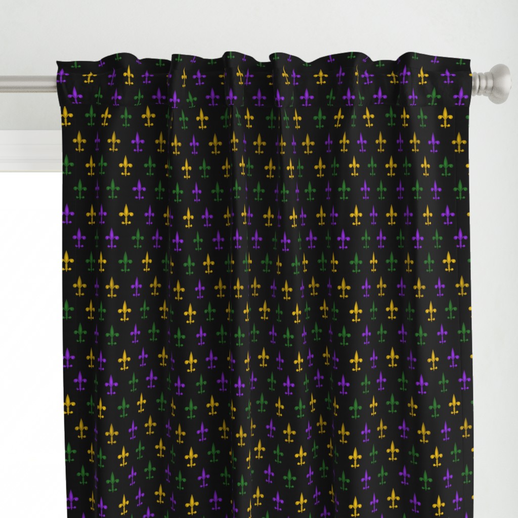 Fleurdelis - Mardi Gras purple, gold, green on charcoal