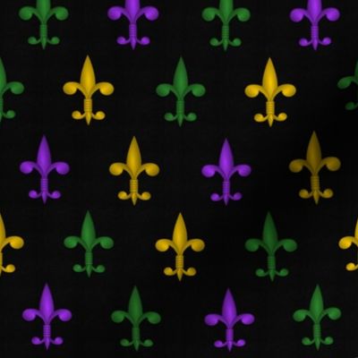 Fleurdelis - Mardi Gras purple, gold, green on charcoal
