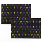 Fleurdelis - Mardi Gras purple, gold, green on charcoal