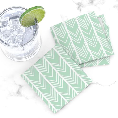 Mint Chevron - Mint herringbone