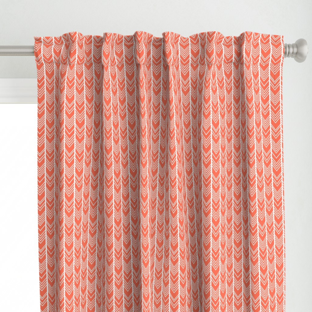 Coral Chevron - coral herringbone